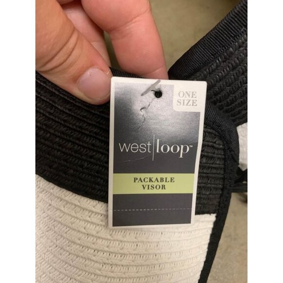 NWT Westloop Packable Adjustable Womens Visor Black/White Y2K Granny Demure Z2 - Picture 3 of 5